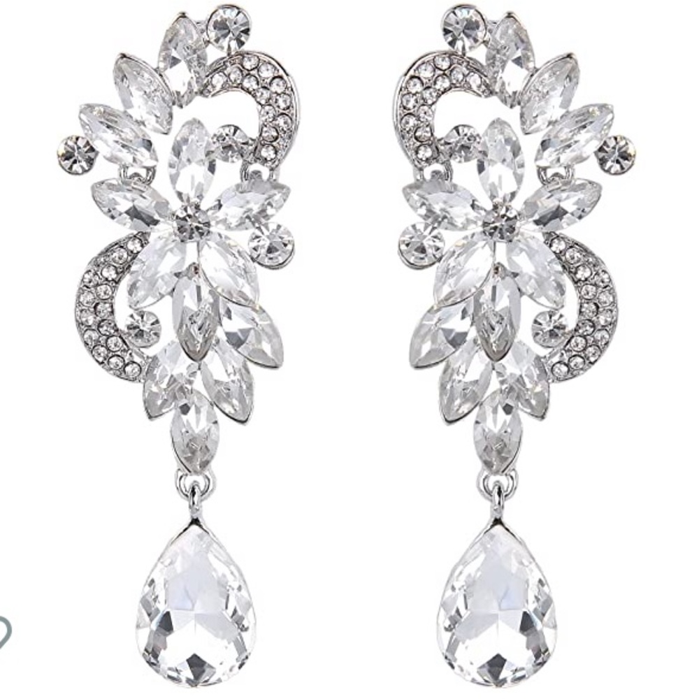 🛍 Crystal Flower Chandelier Teardrop Earrings